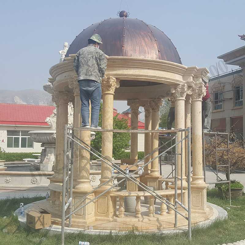 歐式大理石涼亭，石雕柱子亭子，石材景觀涼亭