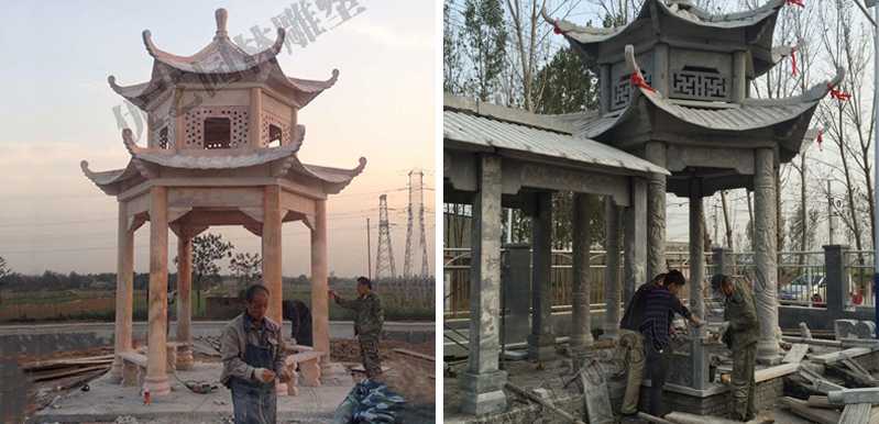 中式大理石涼亭安裝，石雕景觀亭子工廠，中式?jīng)鐾S家