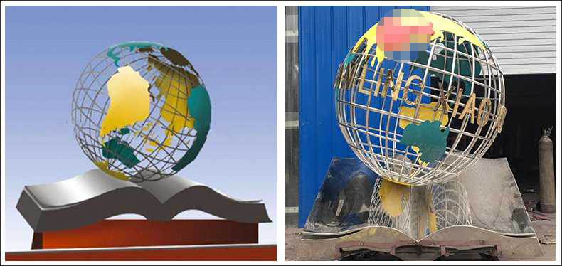 不銹鋼地球，景觀地球雕塑，學校地球儀擺件