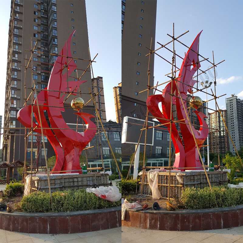 大型不銹鋼景觀雕塑，室外大型景觀雕塑，廣場不銹鋼標志